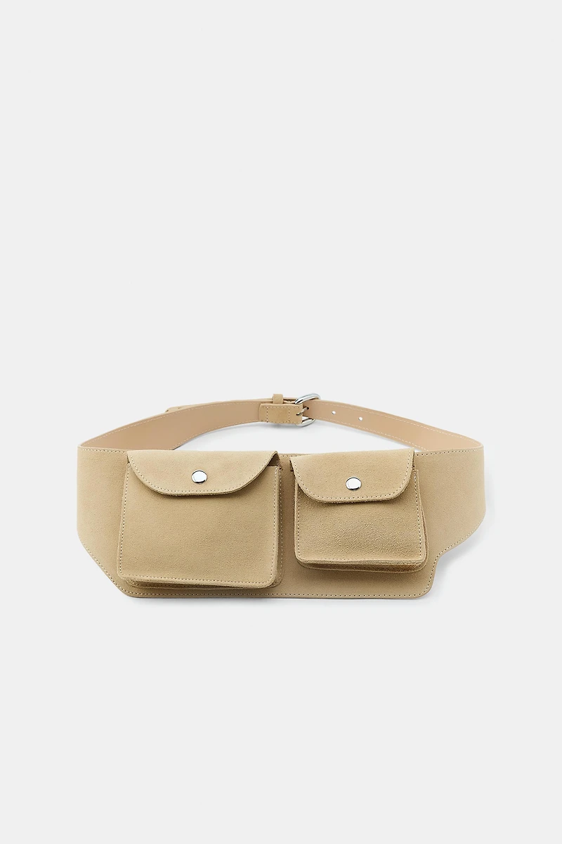 CEINTURE BANANE À POCHES EN 100% CUIR