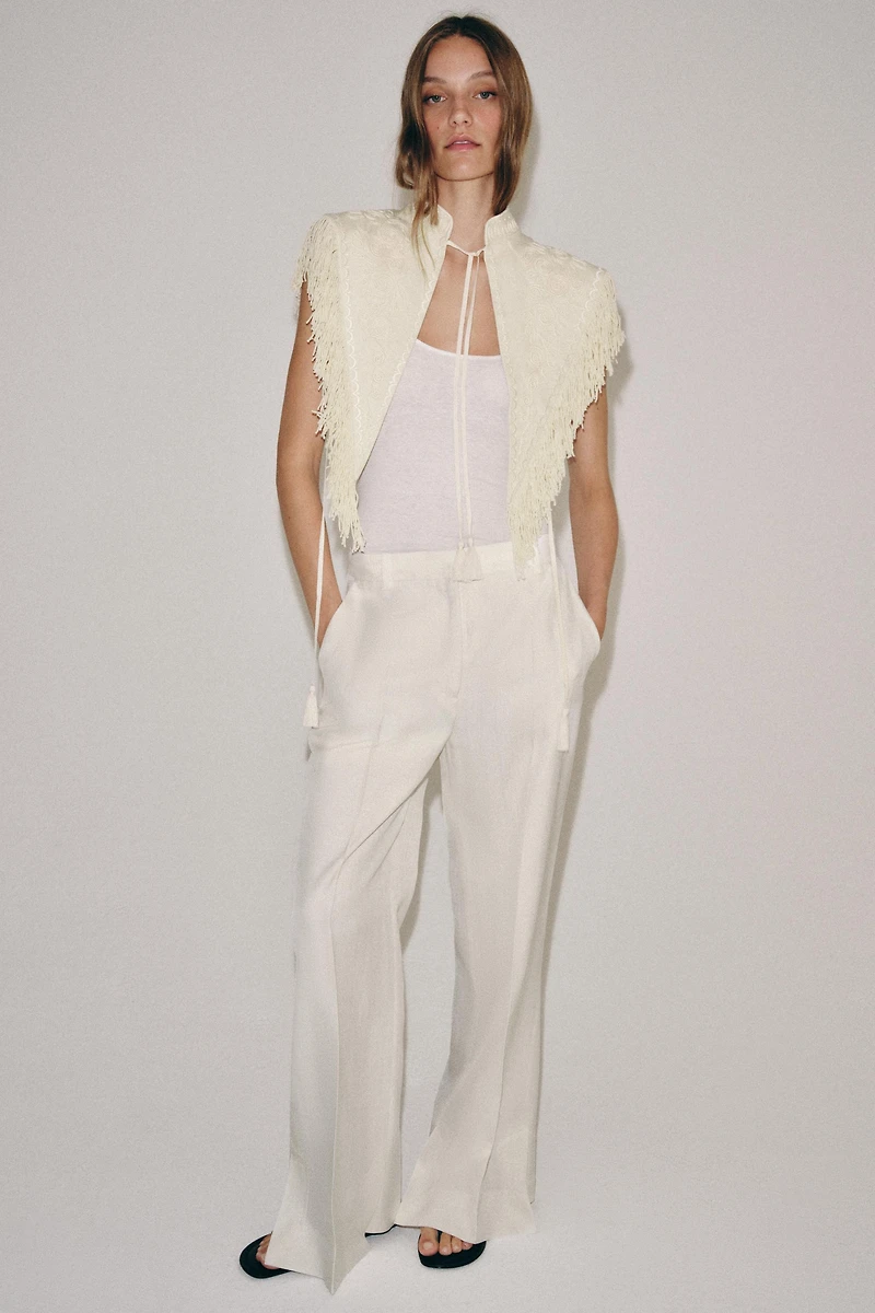 ZW COLLECTION FRINGED EMBROIDERED VEST