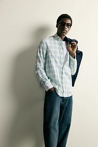 CHEMISE REGULAR FIT À CARREAUX EFFET FROISSÉ