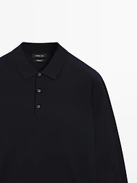Pull polo en maille 100 % laine mérinos