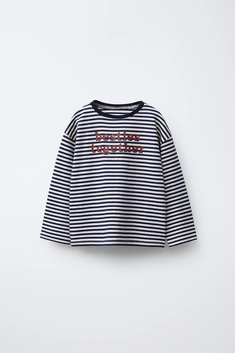 STRIPED TEXT T-SHIRT