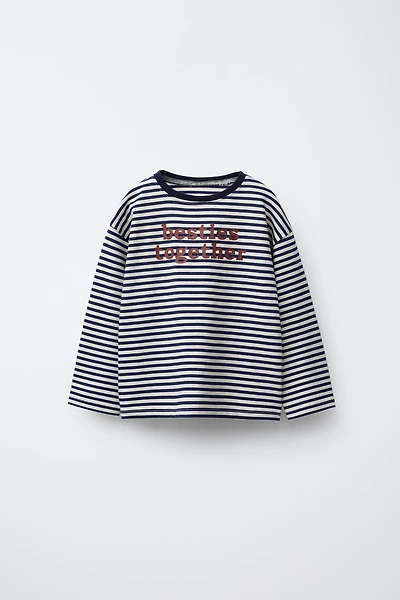 STRIPED TEXT T-SHIRT