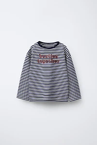 STRIPED TEXT T-SHIRT