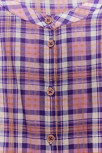 BLOUSE À CARREAUX COL ROND