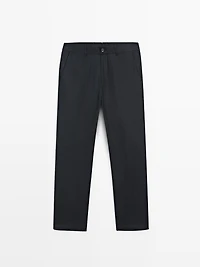 100% linen tapered fit trousers
