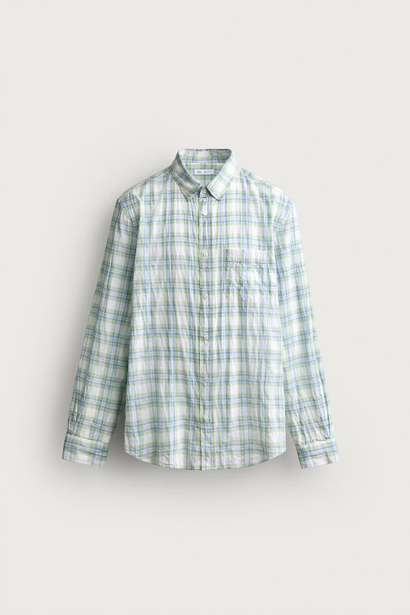 CHEMISE REGULAR FIT À CARREAUX EFFET FROISSÉ