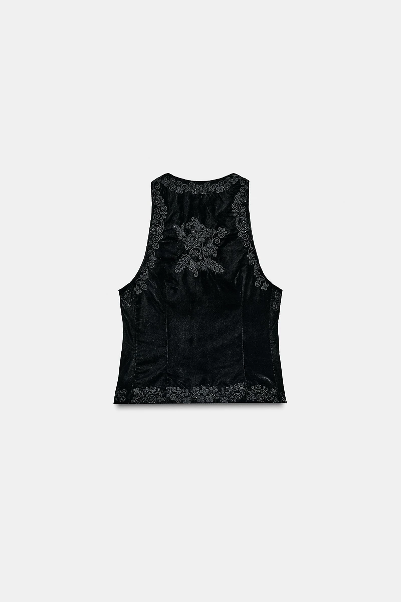 ZW COLLECTION LIMITED EDITION EMBROIDERED VELVET VEST