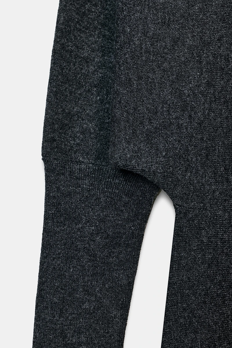 V-NECK KNIT MIDI DRESS