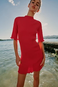 SHORT RIB KNIT DRESS