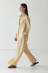 Flowing satin shirt with tie detail