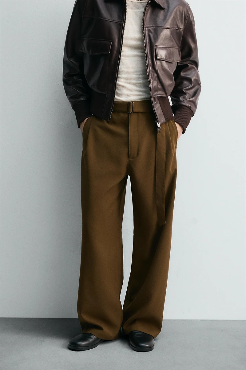 BELTED RELAXED FIT PANTS