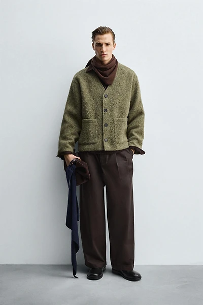 RELAXED FIT TEXTURED CARDIGAN