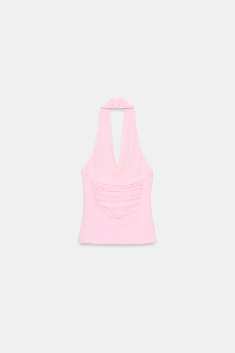 COMBINATION TULLE HALTER TOP