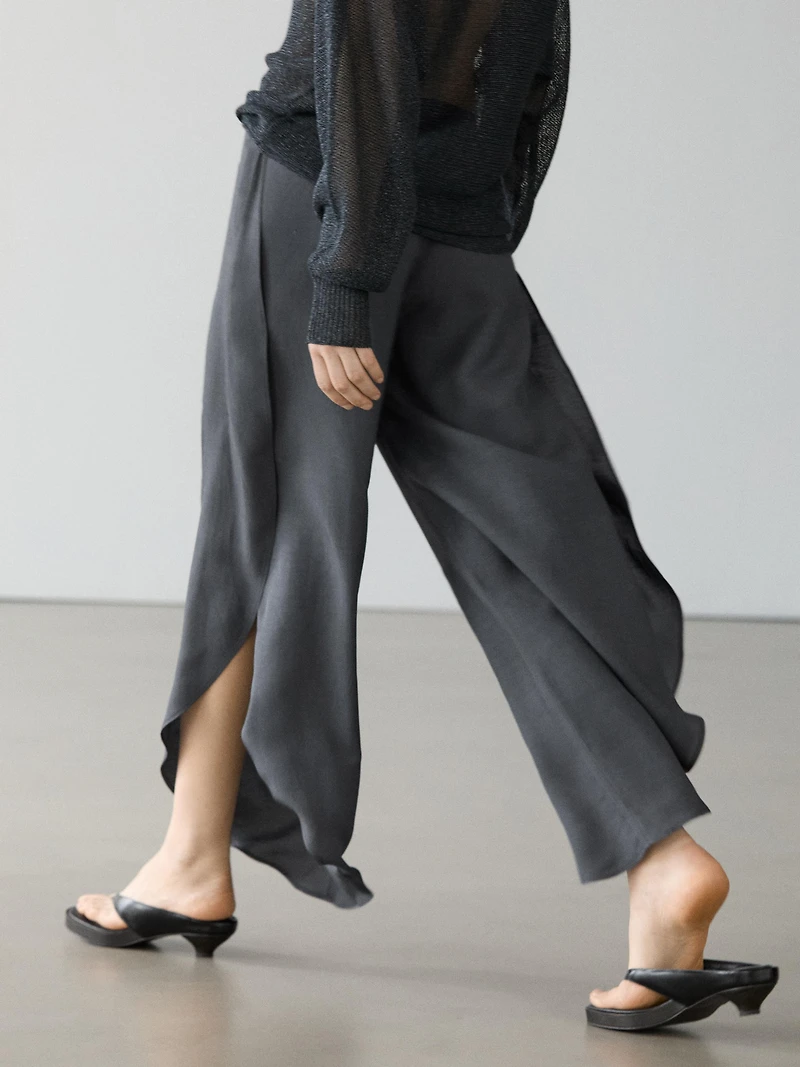 Linen blend trousers with slit details