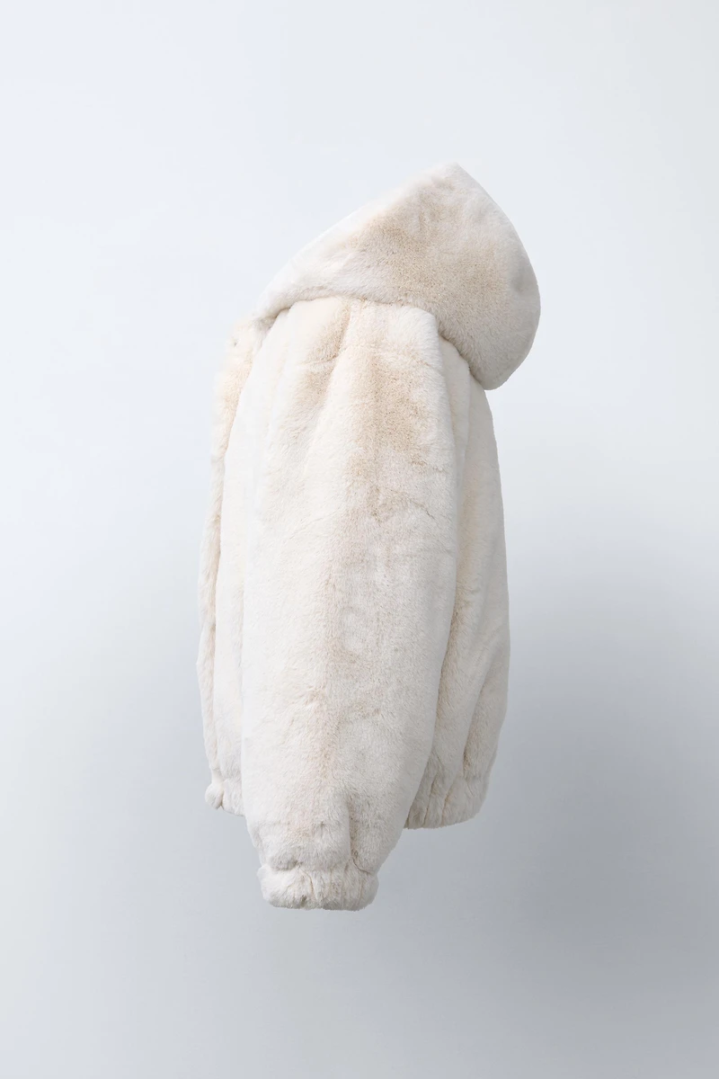 FAUX FUR HOODED JACKET