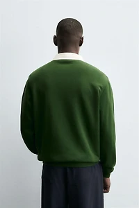 CONTRAST COLLAR POLO SWEATSHIRT