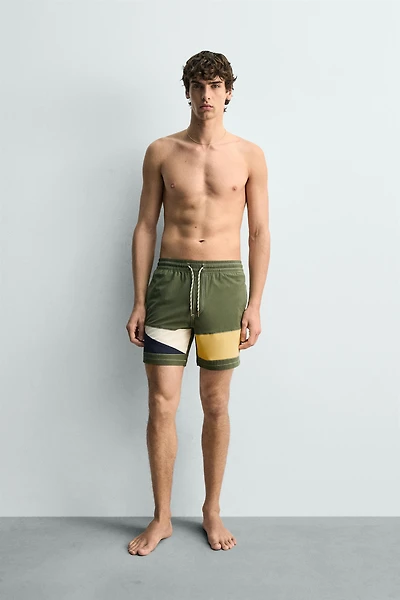 MAILLOT DE BAIN LONG COULEUR BLOCK
