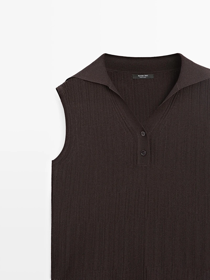 Semi-sheer flowing polo shirt
