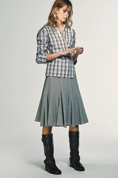 CHEMISE EN POPELINE CROISÉE À CARREAUX