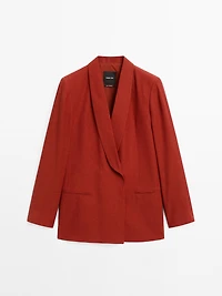 Linen blend shawl collar blazer