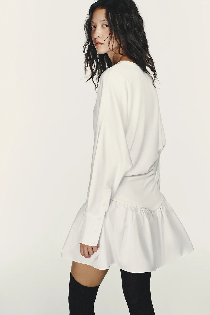 SHORT COMBINATION BATWING SLEEVE DRESS