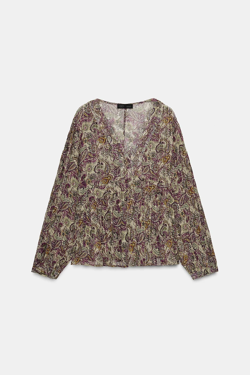 METALLIC THREAD PRINT BLOUSE
