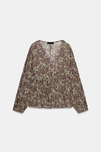 METALLIC THREAD PRINT BLOUSE