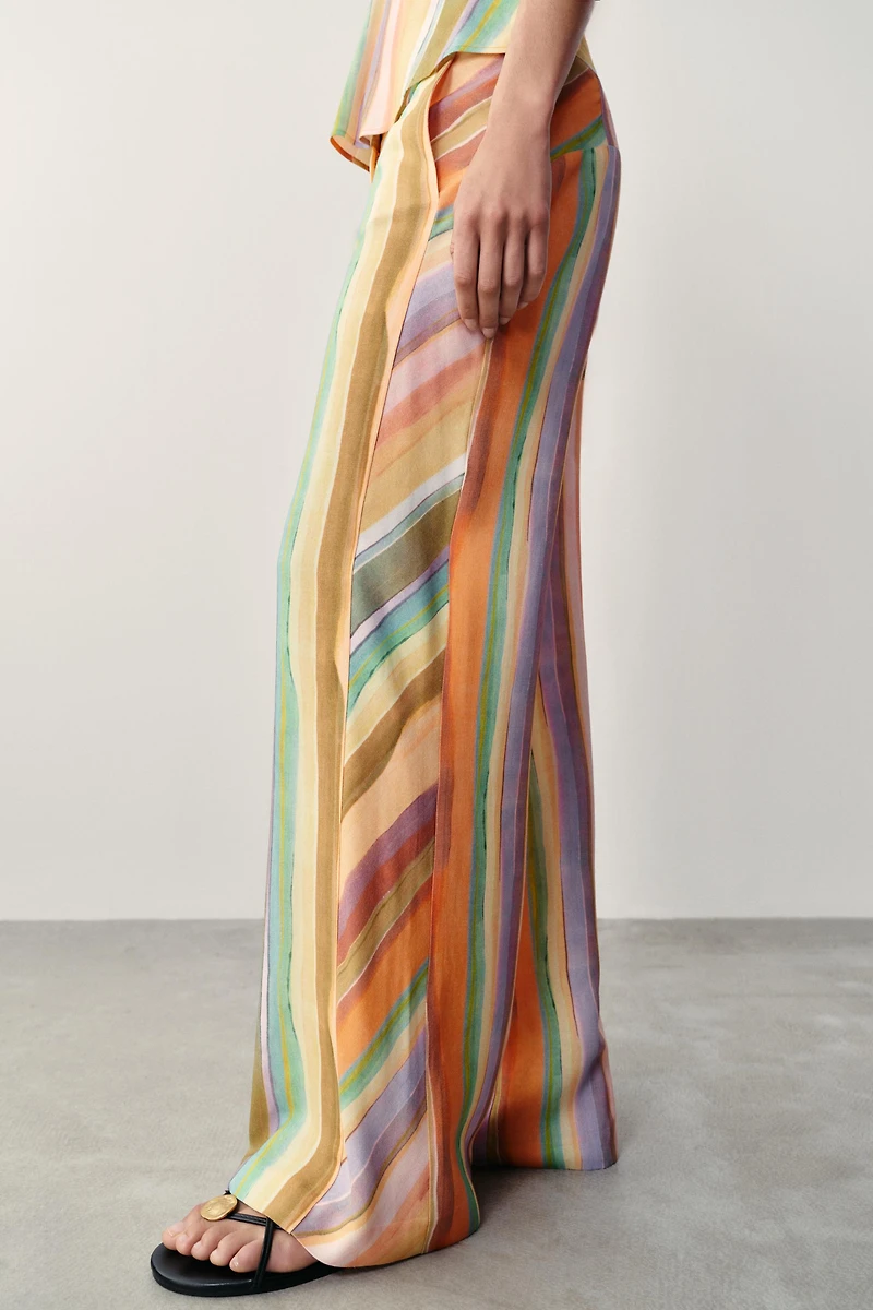 STRIPED WIDE LEG PANTS