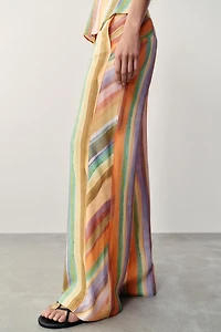 STRIPED WIDE LEG PANTS