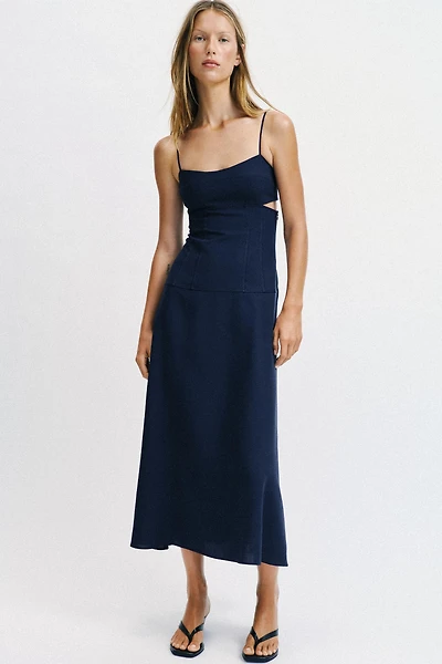 ROBE MI-LONGUE BRETELLES CUT OUT