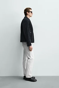BLOUSON EN CUIR DAIM REGULAR FIT
