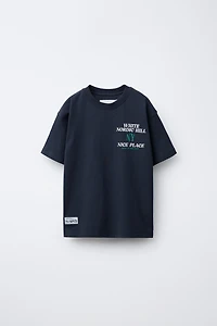 VARSITY FLOCKED TEXT T-SHIRT