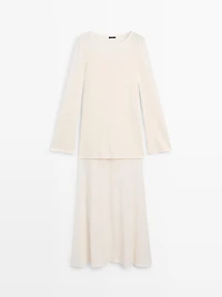 Robe en maille superposée à manches longues