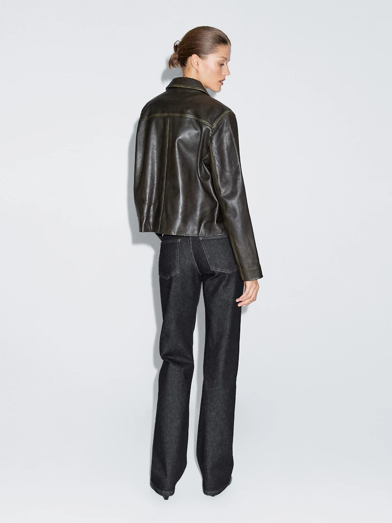 High-waist straight-leg jeans