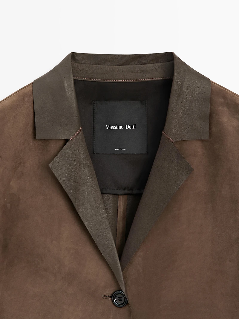 Long suede leather coat