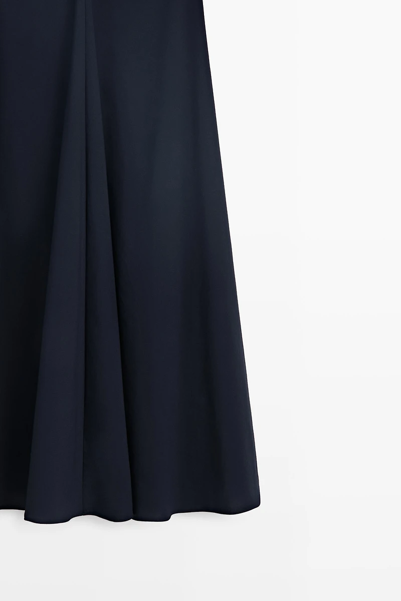 Cotton blend poplin spaghetti strap dress