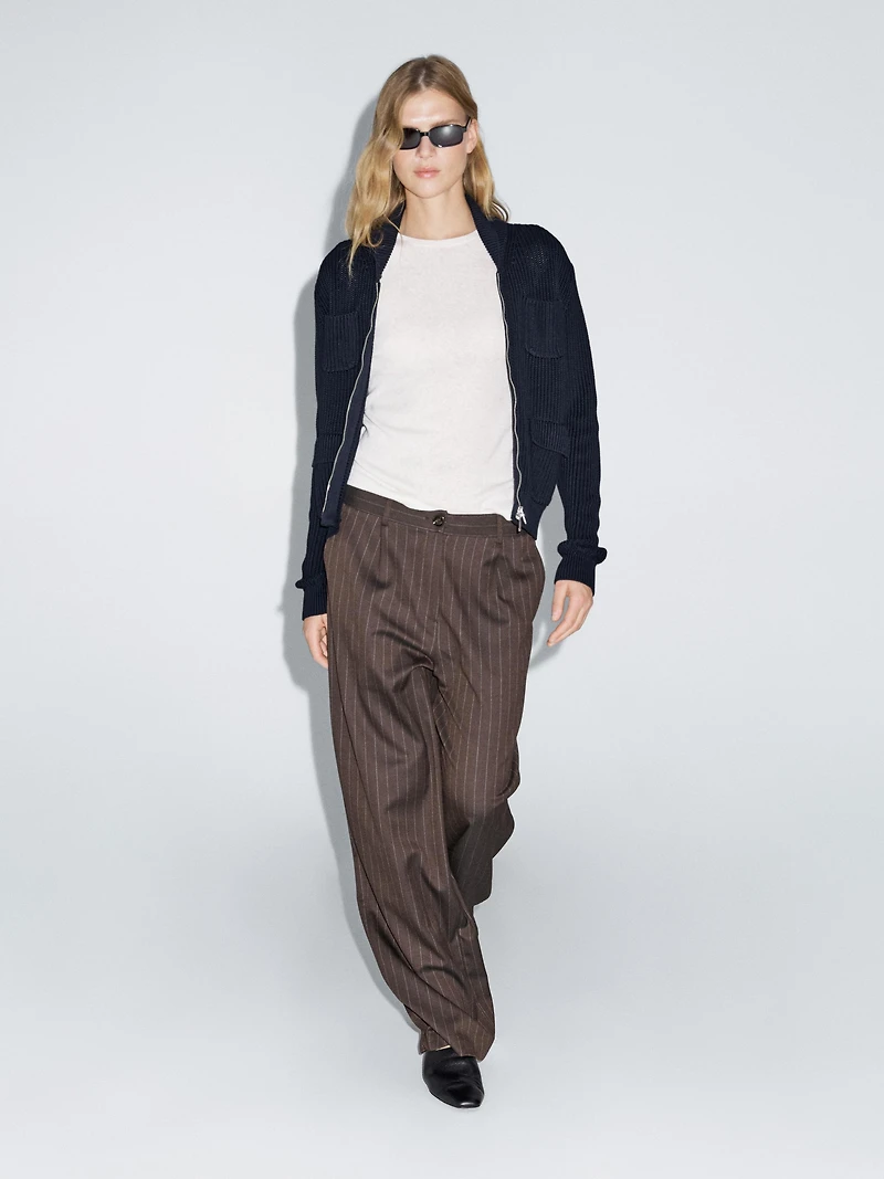 Pinstripe wide-leg trousers