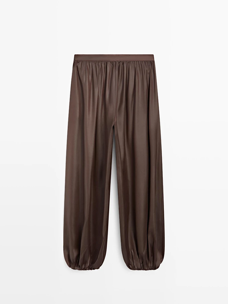 Pantalon balloon fluide satiné