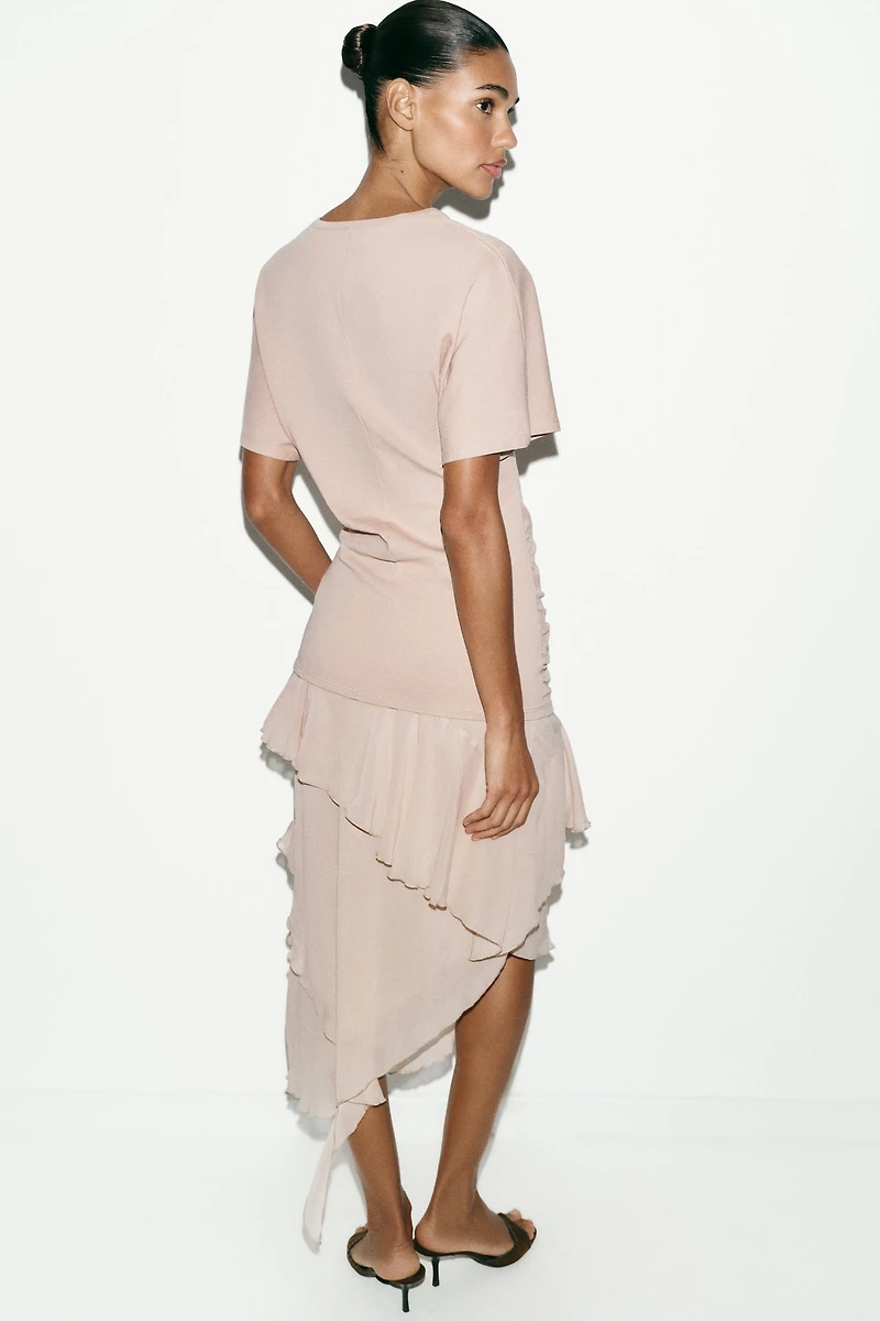 RUFFLED COMBINATION DRESS