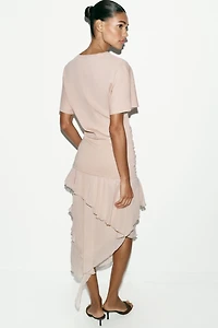 RUFFLED COMBINATION DRESS