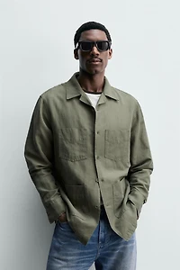 RELAXED FIT OVERSHIRT WITH LINEN