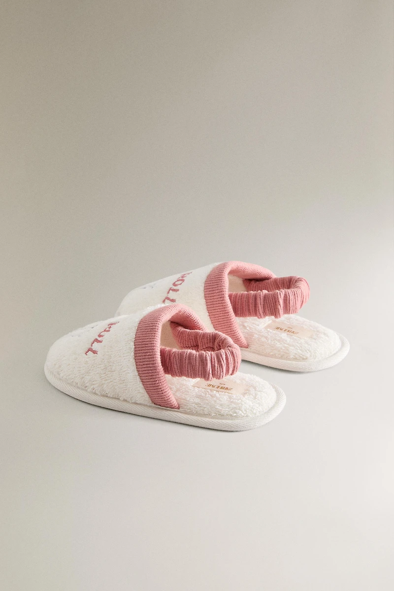 CHILDREN'S TERRYCLOTH BATHROOM SLIPPERS WITH BOW