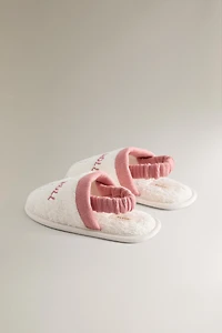 CHILDREN'S TERRYCLOTH BATHROOM SLIPPERS WITH BOW