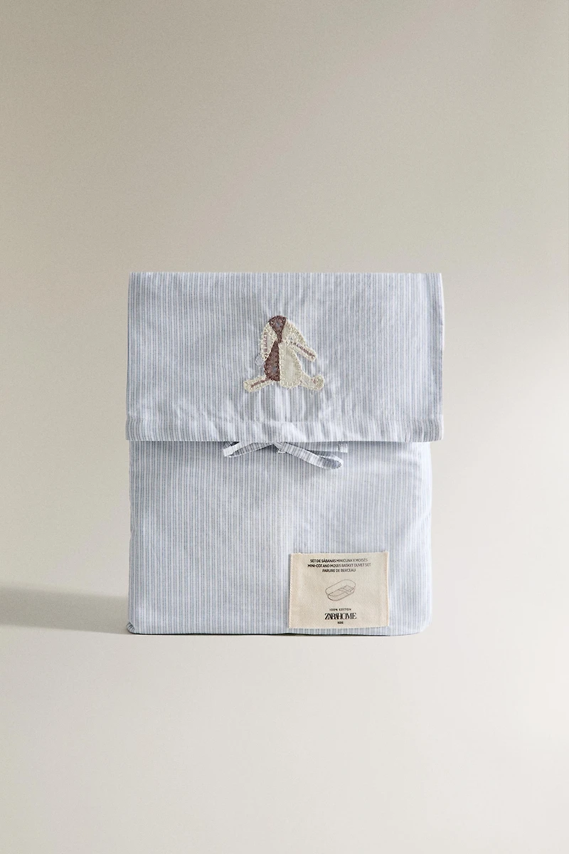 RABBIT COTTON MINI-CRIB SHEET SET