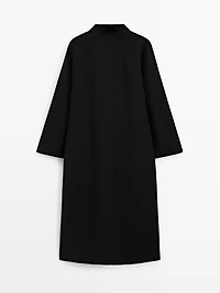 Long coat with stand collar