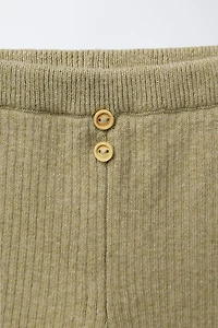 RIBBED LEGGINGS WITH BUTTONS