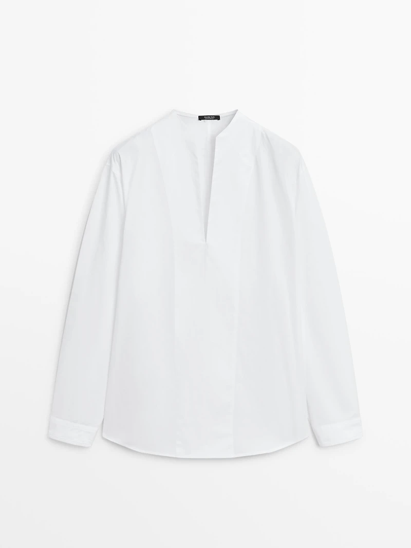 Poplin shirt with chest detailing