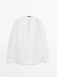 Poplin shirt with chest detailing