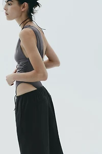 DRAPED ASYMMETRIC TULLE BODYSUIT
