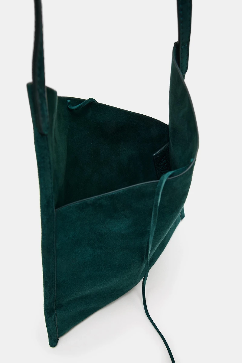FLAT LEATHER MINI BAG WITH TIE CLOSURE